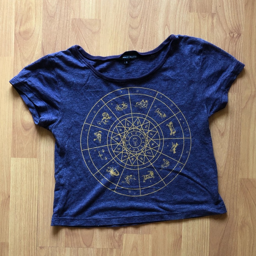 Cropped Cotton blend Astrology T
